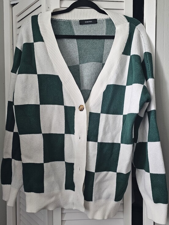 Dokotoo Sweaters - Green Checkered Cardigan